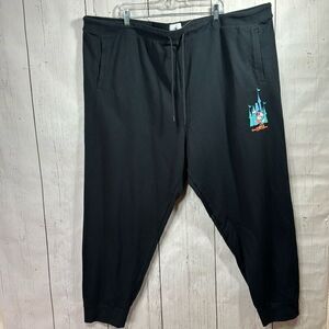 Disney Mickey Mouse Castle Black Jogger Sweatpants Size L Theme Park Disneycore